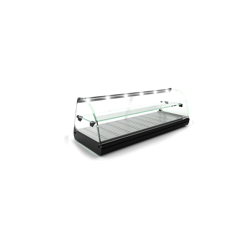 Vitrine chauffante noire SH26L avec couvercle et &eacute;tag&egrave;re r&eacute;glable - SAYL