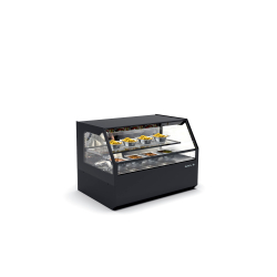 Vitrine Chauffante S&egrave;che Noire avec Portes Coulissantes, 1 &Eacute;tag&egrave;re R&eacute;glable (SKU COC) - SAYL