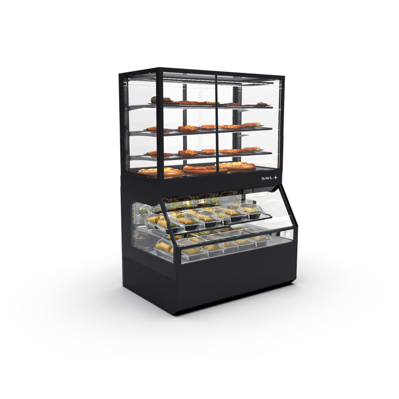 Vitrine chauffante s&egrave;che professionnelle 4 &eacute;tag&egrave;res - Noir - COC8AC - SAYL