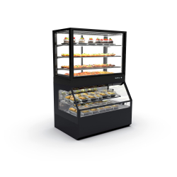 Vitrine R&eacute;frig&eacute;r&eacute;e &agrave; Chaleur S&egrave;che Noire avec Portes Coulissantes & 4 &Eacute;tag&egrave;res R&eacute;glables COC8F - SAYL