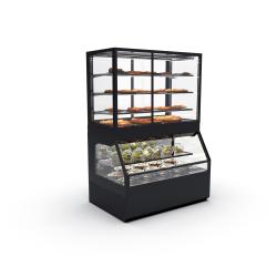 Vitrine r&eacute;frig&eacute;r&eacute;e combin&eacute;e chaleur s&egrave;che noire, 4 &eacute;tag&egrave;res r&eacute;glables - COF8AC - SAYL