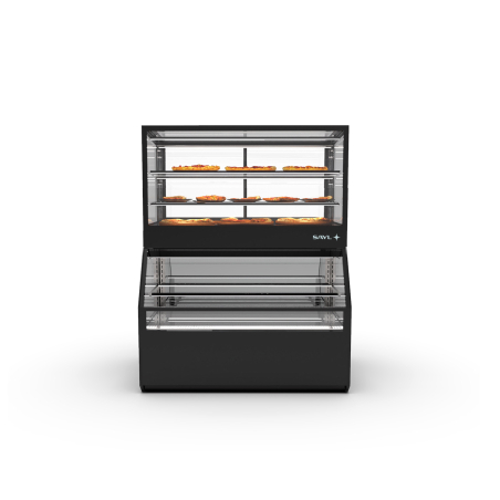 Vitrine Neutre Combin&eacute;e Chauffage Sec Noire 3 &Eacute;tag&egrave;res R&eacute;glables CON5C - SAYL