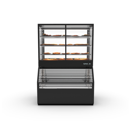 Vitrine neutre chauffante noire 4 &eacute;tag&egrave;res r&eacute;glables CON8AC - SAYL