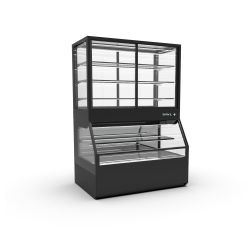 Vitrine r&eacute;frig&eacute;r&eacute;e noire portes coulissantes 4 &eacute;tag&egrave;res r&eacute;glables CON8AF - SAYL
