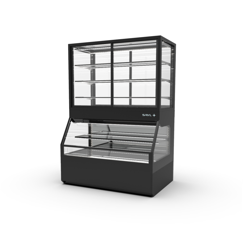 Vitrine Neutre R&eacute;frig&eacute;r&eacute;e Professionnelle Noire 4 &Eacute;tag&egrave;res Coulissantes - CON8AN - SAYL