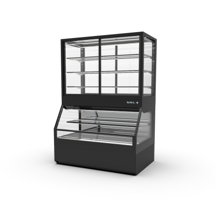 Vitrine Neutre R&eacute;frig&eacute;r&eacute;e Professionnelle Noire 4 &Eacute;tag&egrave;res Coulissantes - CON8AN - SAYL