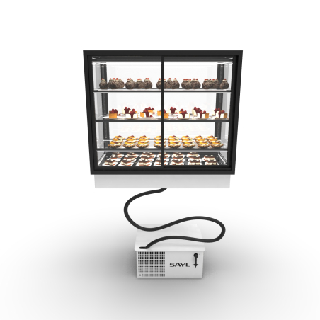 Vitrine R&eacute;frig&eacute;r&eacute;e Encastrable Blanche avec Portes Coulissantes, 3 &Eacute;tag&egrave;res R&eacute;glables - DP100-80RA - SAYL