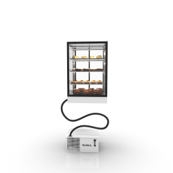 Vitrine r&eacute;frig&eacute;r&eacute;e encastrable blanche DP60-80R avec portes coulissantes - SAYL