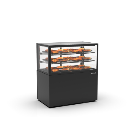 Vitrine verticale &agrave; chaleur s&egrave;che noire, 2 &eacute;tag&egrave;res r&eacute;glables, IN100/50-110C -B- SAYL
