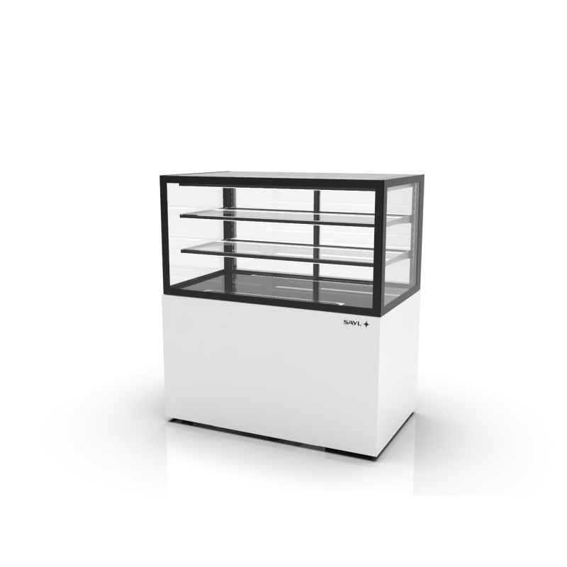 Vitrine Verticale Neutre Blanche avec Portes Coulissantes, 2 &Eacute;tag&egrave;res - IN100/50-110N - SAYL