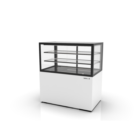 Vitrine Verticale Neutre Blanche avec Portes Coulissantes, 2 &Eacute;tag&egrave;res - IN100/50-110N - SAYL