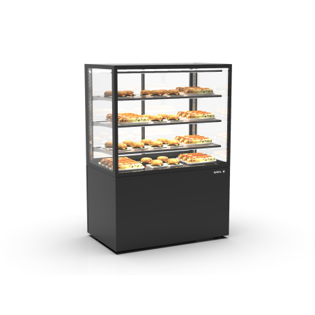 Vitrine verticale &agrave; chaleur s&egrave;che noire avec 3 &eacute;tag&egrave;res r&eacute;glables - IN100/80-140C -B- SAYL