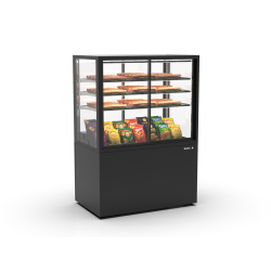 Vitrine Verticale Neutre Noire avec 3 &Eacute;tag&egrave;res et Portes Coulissantes Arri&egrave;re - IN100/80-140NA -B- SAYL
