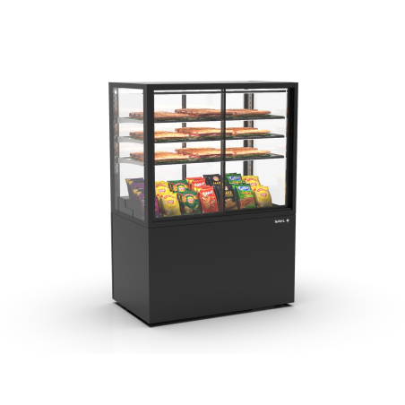 Vitrine Verticale Neutre Noire avec 3 &Eacute;tag&egrave;res et Portes Coulissantes Arri&egrave;re - IN100/80-140NA -B- SAYL