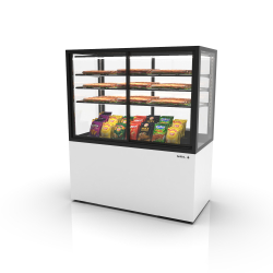 Vitrine Verticale Neutre Blanche avec 3 &Eacute;tag&egrave;res et Portes Coulissantes, IN120/80-140NA - SAYL