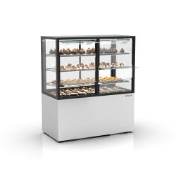 Vitrine verticale r&eacute;frig&eacute;r&eacute;e blanche avec portes coulissantes et 3 &eacute;tag&egrave;res - IN120/80-140S - SAYL
