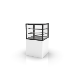 Vitrine Verticale Neutre IN60/50-110N Blanche, Portes Coulissantes Arri&egrave;re, 2 &Eacute;tag&egrave;res R&eacute;glables - SAYL