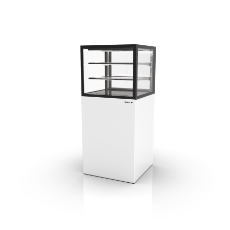 Vitrine verticale neutre blanche avec 2 &eacute;tag&egrave;res r&eacute;glables - IN60/50-140N - SAYL