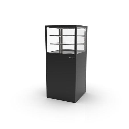 Vitrine verticale neutre noire avec portes coulissantes et &eacute;tag&egrave;res r&eacute;glables (IN60/50-140N -B-) - SAYL