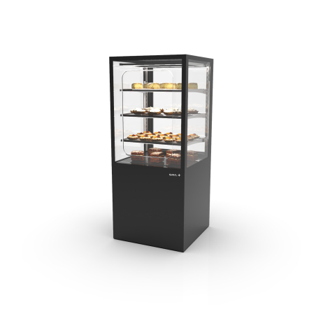 Vitrine r&eacute;frig&eacute;r&eacute;e verticale noire 600mm, portes coulissantes arri&egrave;re, 3 &eacute;tag&egrave;res - IN60/80-140G -B- SAYL