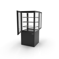 Vitrine verticale neutre de comptoir avec portes coulissantes arri&egrave;re et 3 &eacute;tag&egrave;res - 1400mm - IN60/80-140NA -B- - SAYL