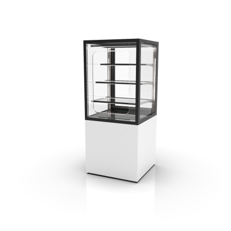 Vitrine verticale r&eacute;frig&eacute;r&eacute;e neutre Sayl, Portes Coulissantes Arri&egrave;re, 3 &Eacute;tag&egrave;res R&eacute;glables, Blanche, 600x600x1400mm, IN60/80-14