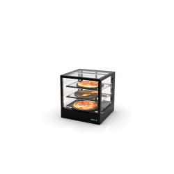 Vitrine Chauffante S&egrave;che Noire 60x60x65cm avec Portes Coulissantes, 2 &Eacute;tag&egrave;res R&eacute;glables - IN60-60C -B- - SAYL