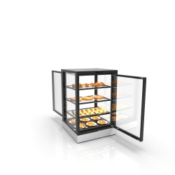 Vitrine Chauffante S&egrave;che Blanche Professionnelle avec 3 &Eacute;tag&egrave;res (600x600x950mm) IN60-90CA - SAYL