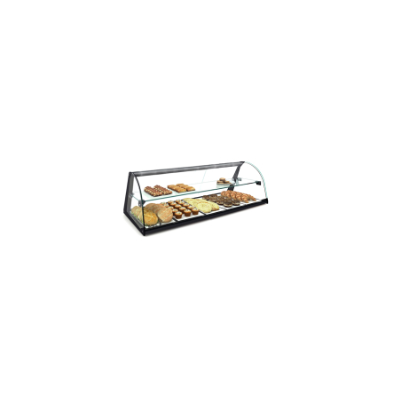 Vitrine de boulangerie neutre noire avec portes coulissantes et &eacute;tag&egrave;re - E24 - SAYL