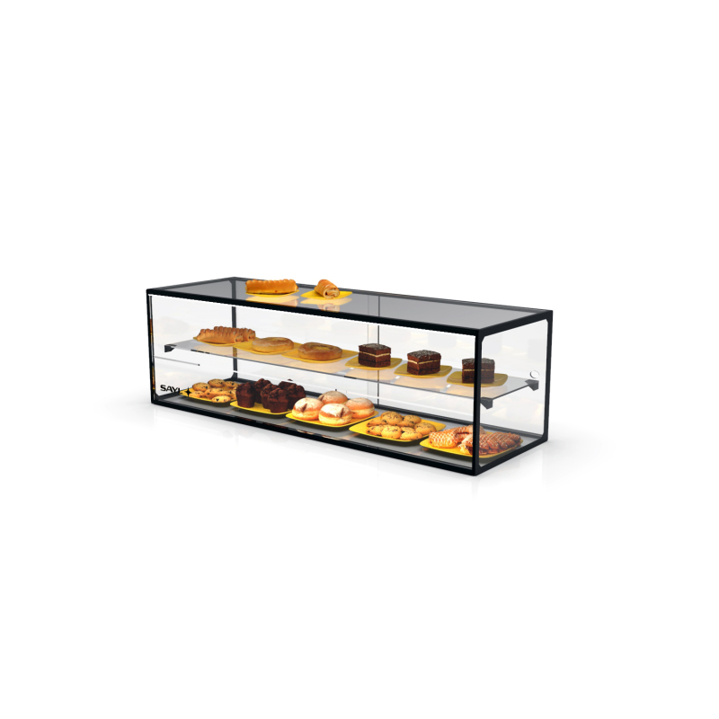 Vitrine Boulangerie Neutre Noire avec Portes Coulissantes EP36B - SAYL