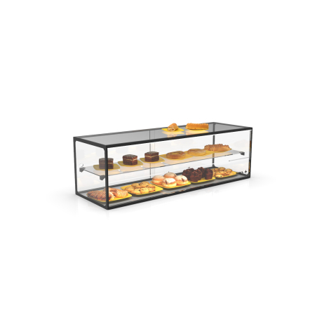 Vitrine de boulangerie neutre noire avec portes coulissantes et 1 &eacute;tag&egrave;re EP36BL - SAYL