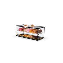 Vitrine de boulangerie neutre noire avec portes coulissantes et &eacute;tag&egrave;re - EP36M - SAYL