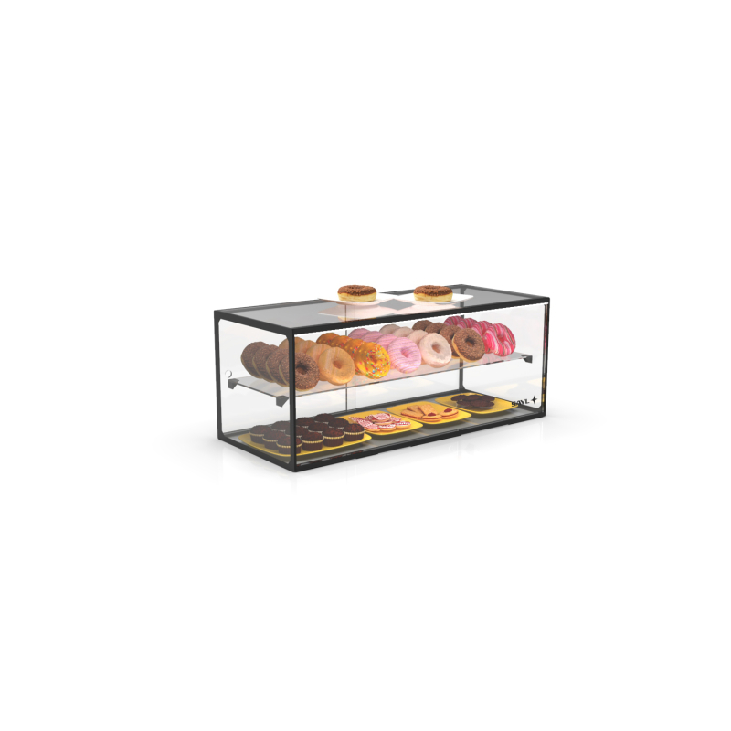 Vitrine Boulangerie Neutre Noire avec Portes Coulissantes & 1 &Eacute;tag&egrave;re - EP36ML - SAYL