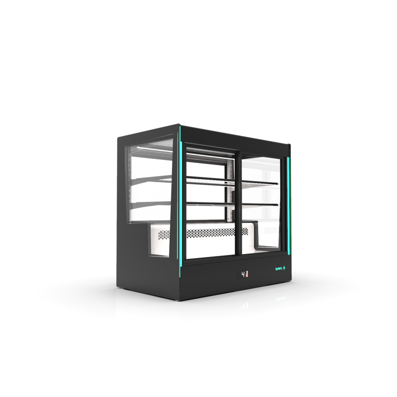 Vitrine r&eacute;frig&eacute;r&eacute;e semi-murale Noire &Eacute;clairage RGB 2 &Eacute;tag&egrave;res - CPAK-RAA - SAYL