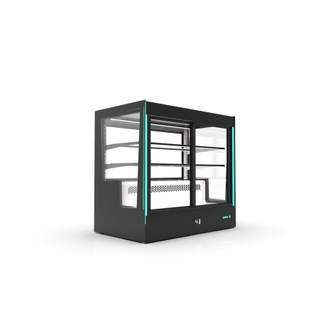 Vitrine r&eacute;frig&eacute;r&eacute;e semi-murale Noire &Eacute;clairage RGB 2 &Eacute;tag&egrave;res - CPAK-RAA - SAYL