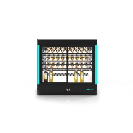 Vitrine r&eacute;frig&eacute;r&eacute;e semi-murale avec &eacute;clairage RGB et portes coulissantes - CPAK-RAA-W - SAYL