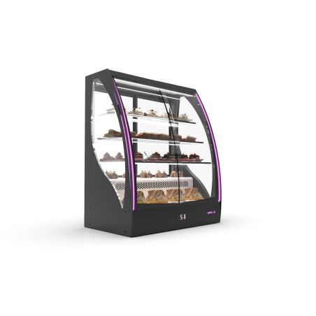 Vitrine r&eacute;frig&eacute;r&eacute;e semi-murale avec &eacute;clairage RGB, noire, 3 &eacute;tag&egrave;res r&eacute;glables, PAK-CAA - SAYL
