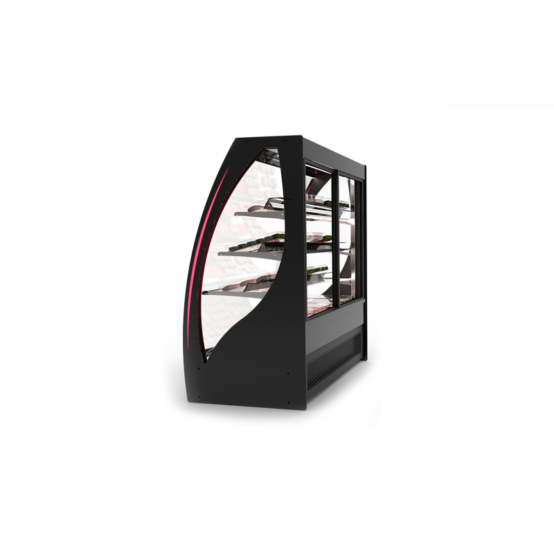 Vitrine r&eacute;frig&eacute;r&eacute;e semi-murale noire avec &eacute;clairage RGB - PAK-CAC - SAYL