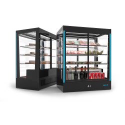 Vitrine R&eacute;frig&eacute;r&eacute;e Semi-Murale Noire RGB avec Portes Coulissantes, 3 &Eacute;tag&egrave;res - PAK-RAA - SAYL