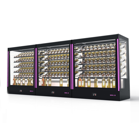 Vitrine r&eacute;frig&eacute;r&eacute;e semi-murale noire RGB 3 &eacute;tag&egrave;res r&eacute;glables PAK-RAC-W - SAYL