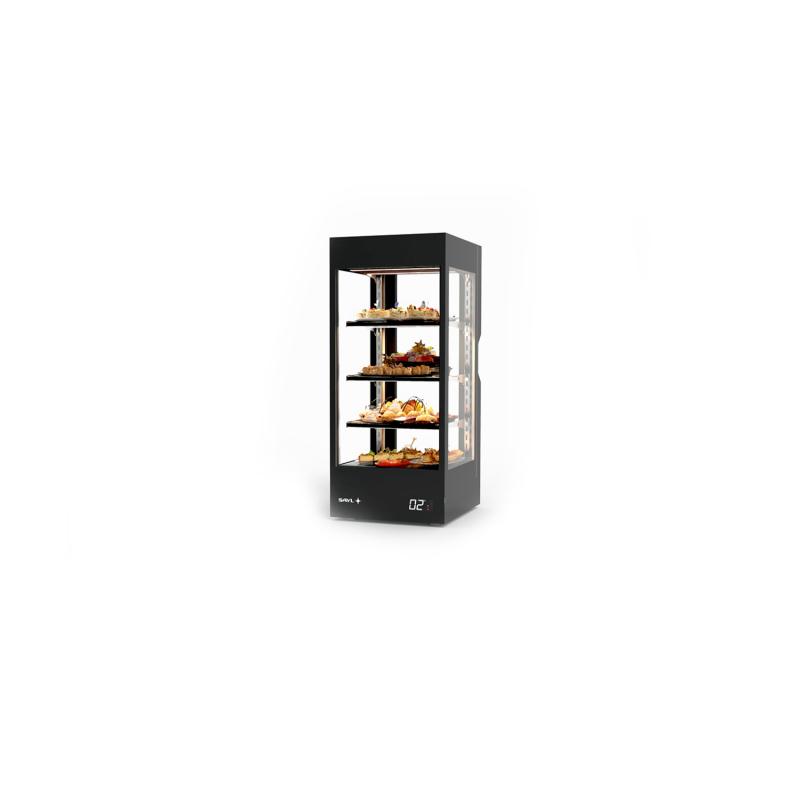 Vitrine r&eacute;frig&eacute;r&eacute;e Noire CBX-80, Portes Coulissantes, 3 &Eacute;tag&egrave;res R&eacute;glables - SAYL