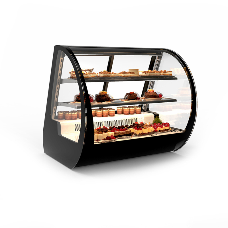 Vitrine R&eacute;frig&eacute;r&eacute;e Noire VV, Portes Coulissantes, 2 &Eacute;tag&egrave;res R&eacute;glables - SAYL