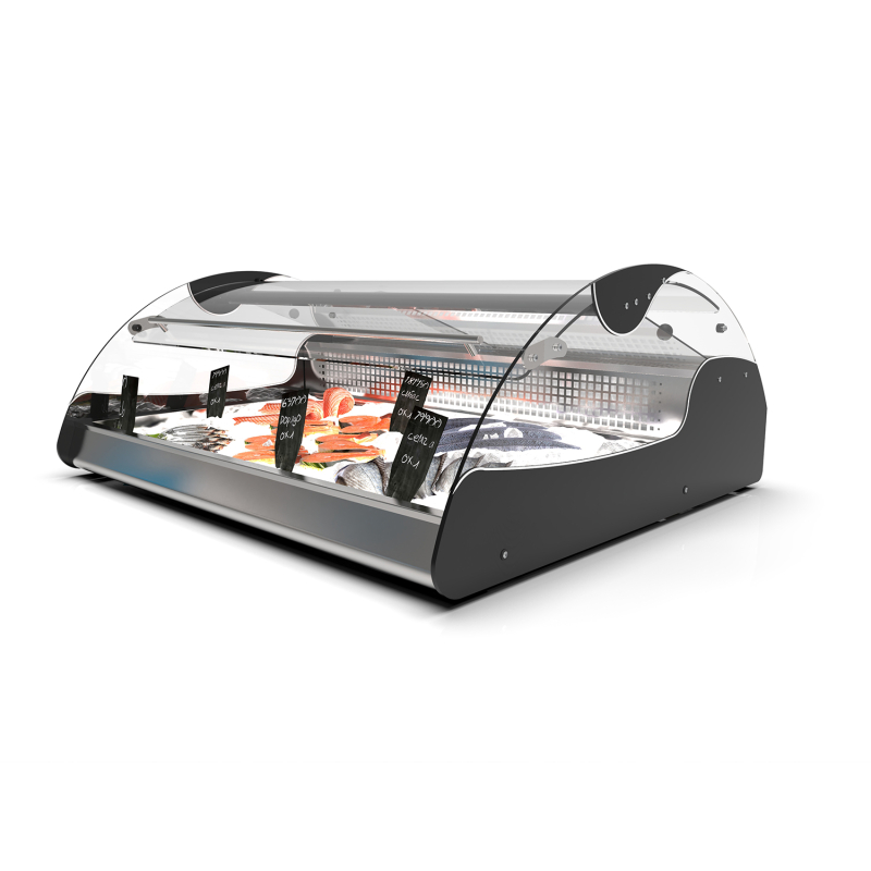 Vitrine r&eacute;frig&eacute;r&eacute;e statique pour viande et poisson VX2-N noire - SAYL