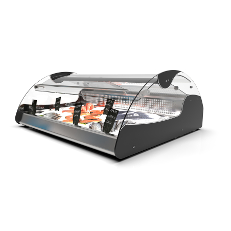 Vitrine r&eacute;frig&eacute;r&eacute;e statique pour viande et poisson VX2-N noire - SAYL