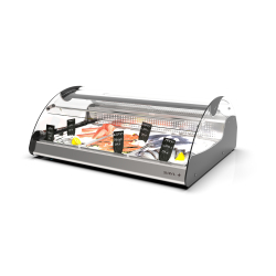Vitrine r&eacute;frig&eacute;r&eacute;e statique noire pour viande et poisson, portes coulissantes arri&egrave;re - VX3-N - SAYL