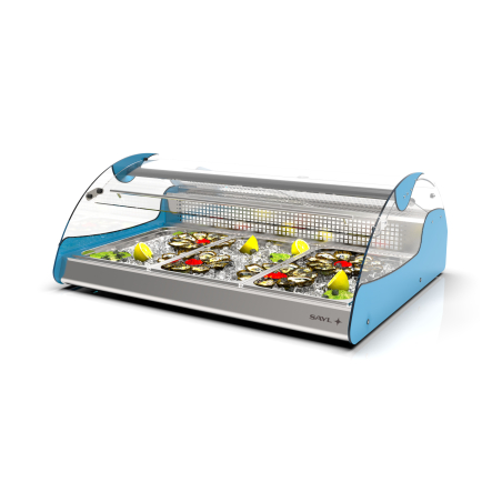 Vitrine r&eacute;frig&eacute;r&eacute;e statique pour viande/poisson bleue VX3-P - SAYL