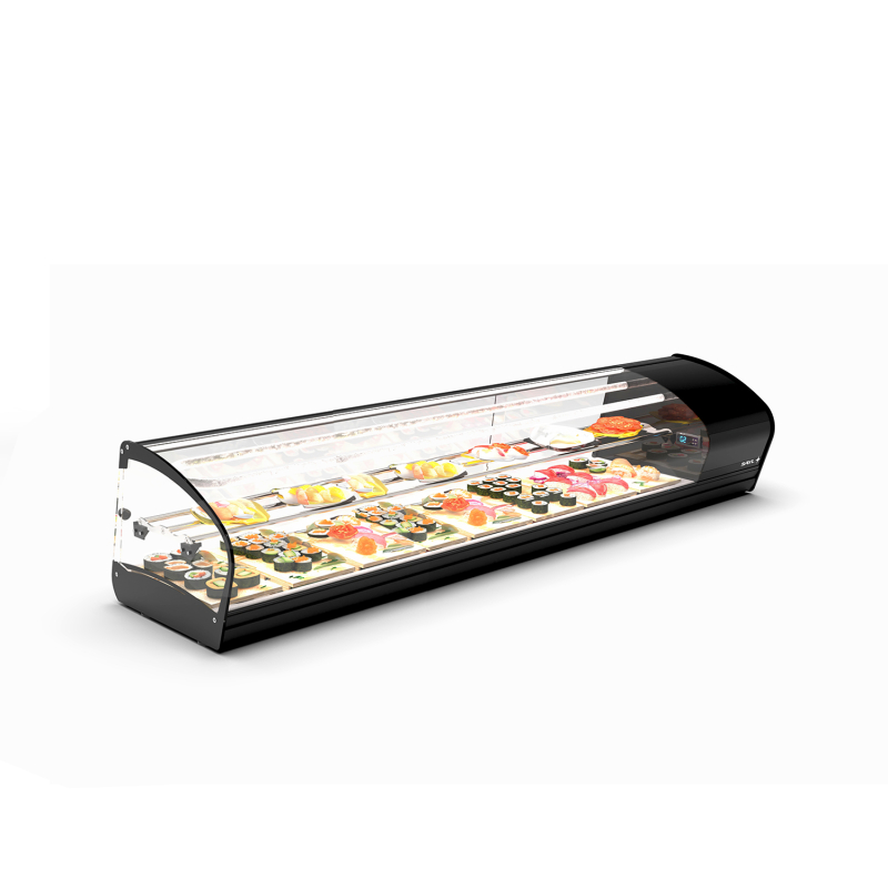 Vitrine r&eacute;frig&eacute;r&eacute;e statique double portes coulissantes noire SK28SP - SAYL