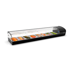 Vitrine R&eacute;frig&eacute;r&eacute;e Statique Double SK8S pour Sushis Noire avec Portes Coulissantes Arri&egrave;re - SAYL