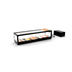 Vitrine R&eacute;frig&eacute;r&eacute;e Statique Double Sushi Noire Portes Coulissantes Arri&egrave;res VTLG6SGRP - SAYL