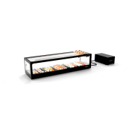 Vitrine R&eacute;frig&eacute;r&eacute;e Statique Double Sushi Noire Portes Coulissantes Arri&egrave;res VTLG6SGRP - SAYL